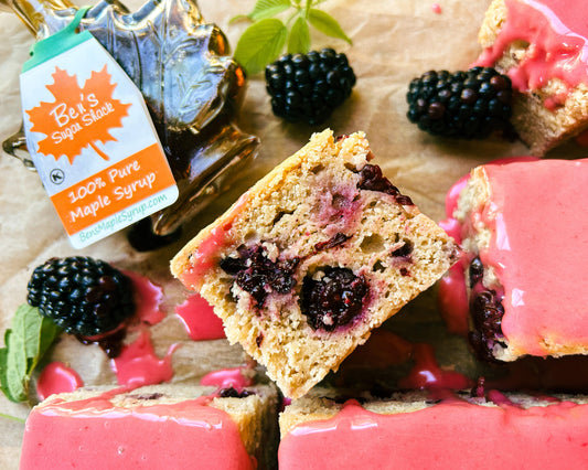 Maple Blackberry Snacking Cake with Blackberry Icing