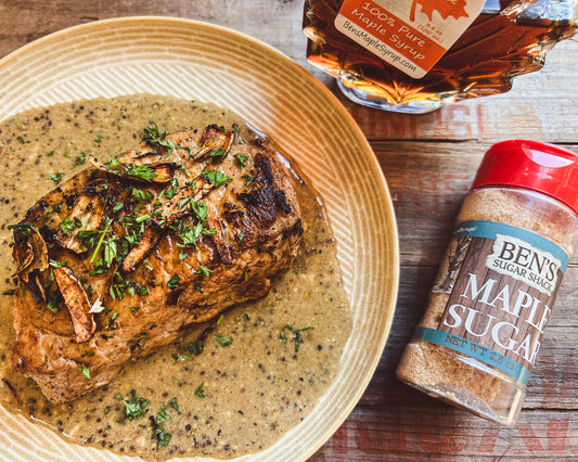 Maple Mustard Pork Chops with Cider Pan Sauce