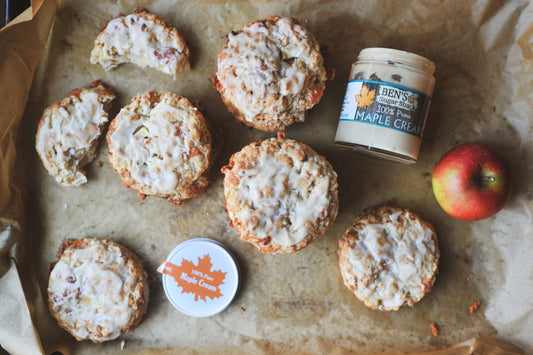 Apple Cheddar Biscuits with Maple Cream Glaze