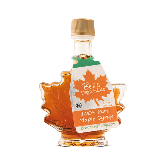 Pure Maple Syrup Favors - Glass Leaf Bottle - 1.7 oz