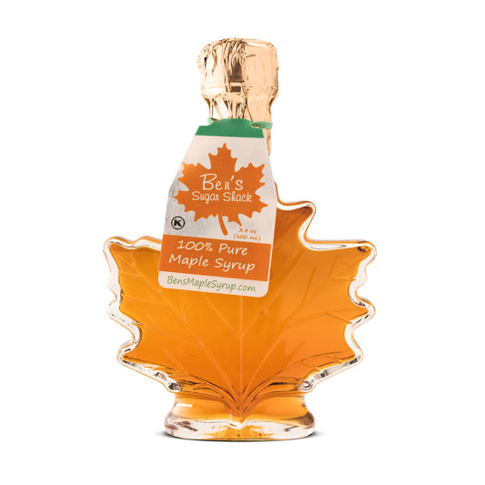 Pure Maple Syrup Favors - Glass Leaf Bottle - 3.4 oz