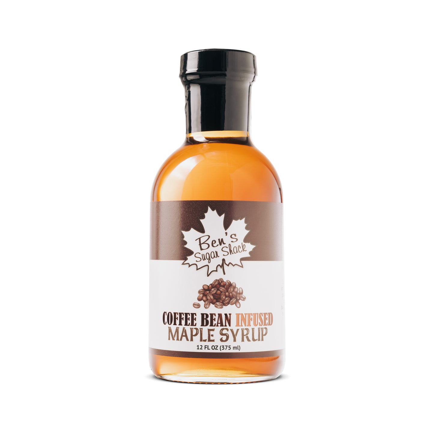 A 12 oz. bottle of coffee bean infused maple syrup from Ben's Sugar Shack.