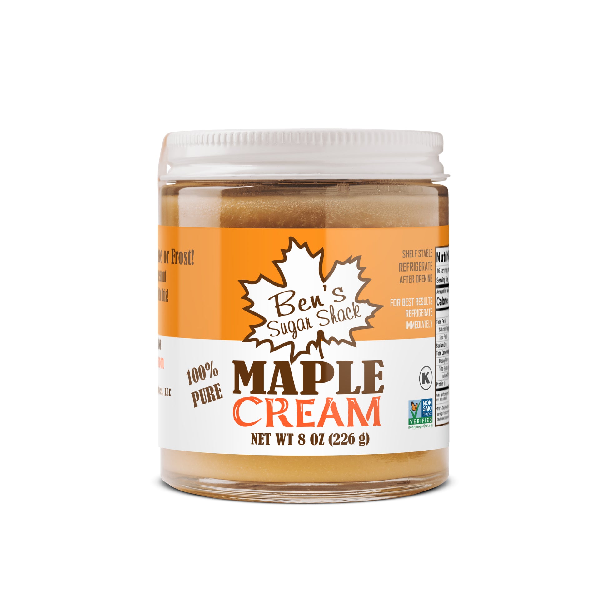 An 8 oz. jar of Ben's Sugar Shack's pure maple cream.