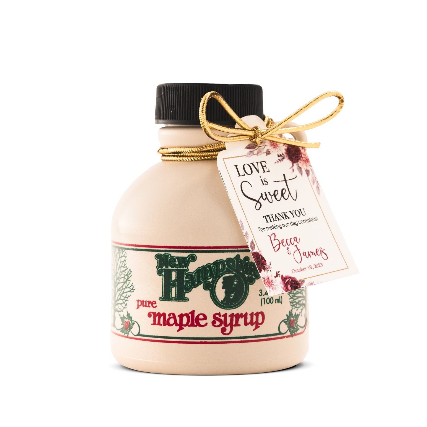 Pure Maple Syrup Favors - New Hampshire Plastic Jug - 3.4 oz (Custom & Stock Options)