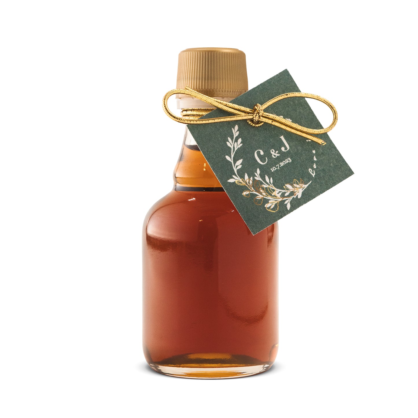 Pure Maple Syrup Favors - Glass Nip Bottle - 1.4 oz - CUSTOM TAG