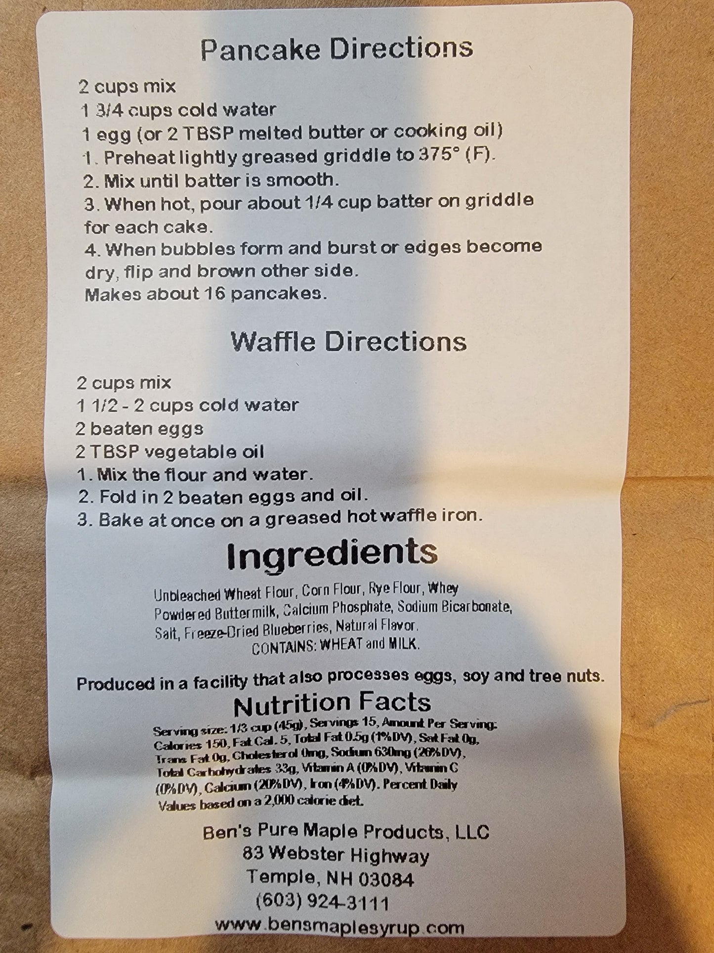 Blueberry Pancake Mix
