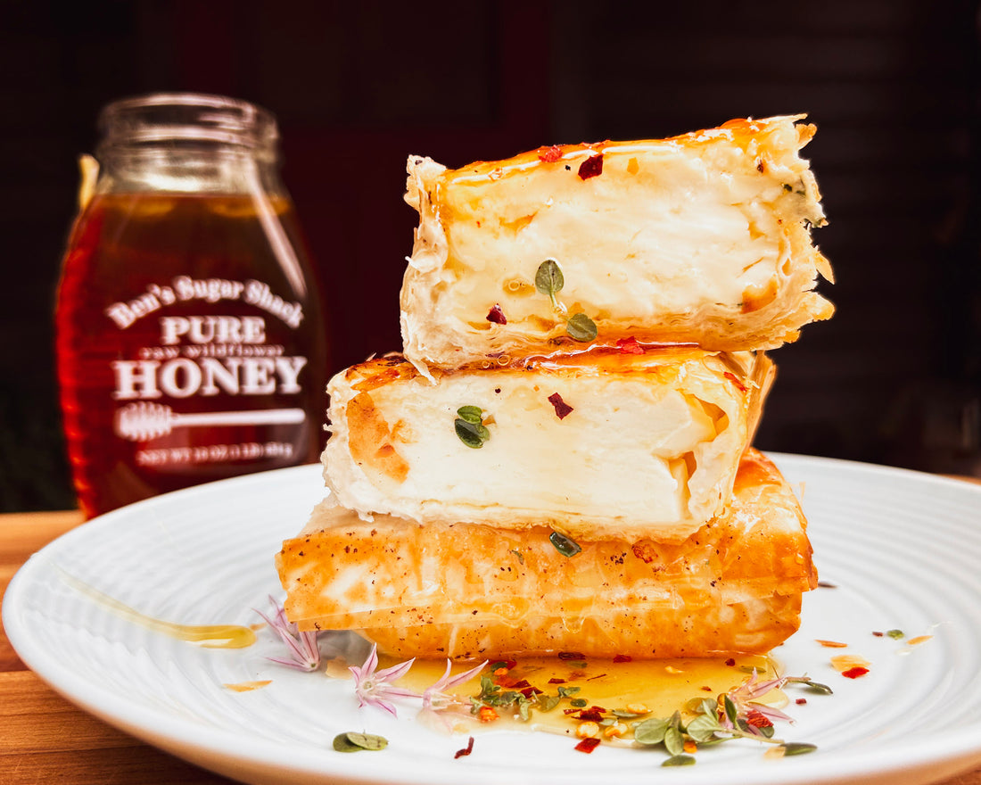 Honey drenched baked Feta in Phyllo