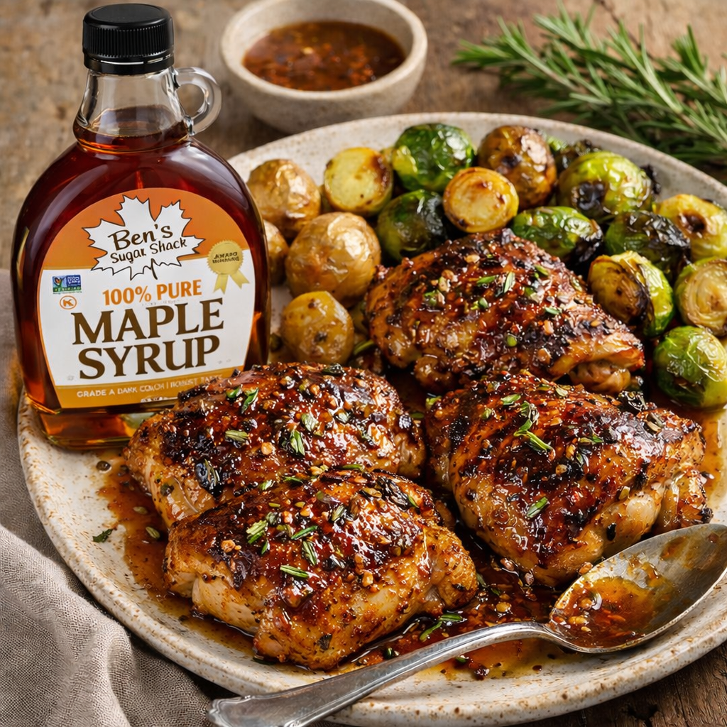 Maple Dijon Glazed Chicken with Garlic & Rosemary