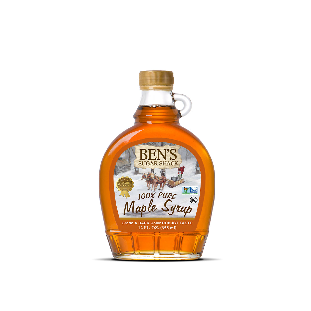 Ben's 100% Pure Maple Syrup Glass Flask - 12 oz