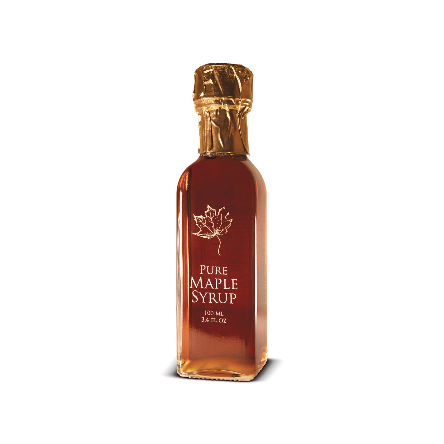 Pure Maple Syrup in Leaf Print Glass Marasca Bottle - 3.4 oz