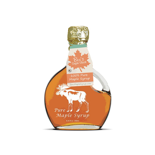 Pure Maple Syrup in Moose Basque Glass Bottle 8.45 oz