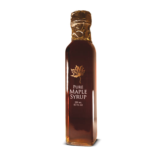 Pure Maple Syrup in Leaf Print Glass Marasca Bottle - 8.45 oz