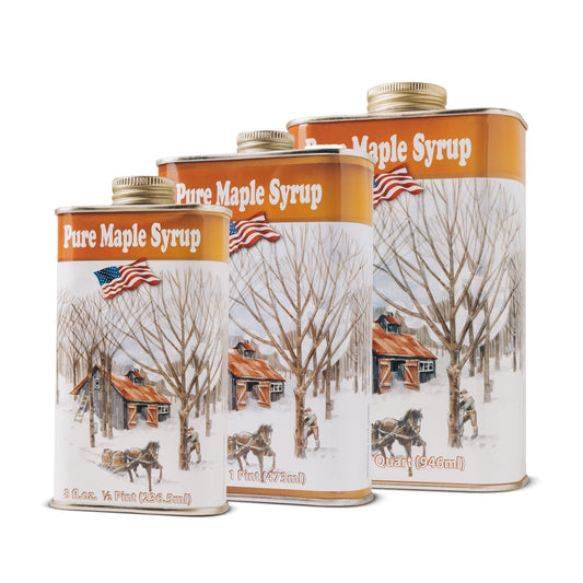 Empty Tin Pure Maple Syrup Containers