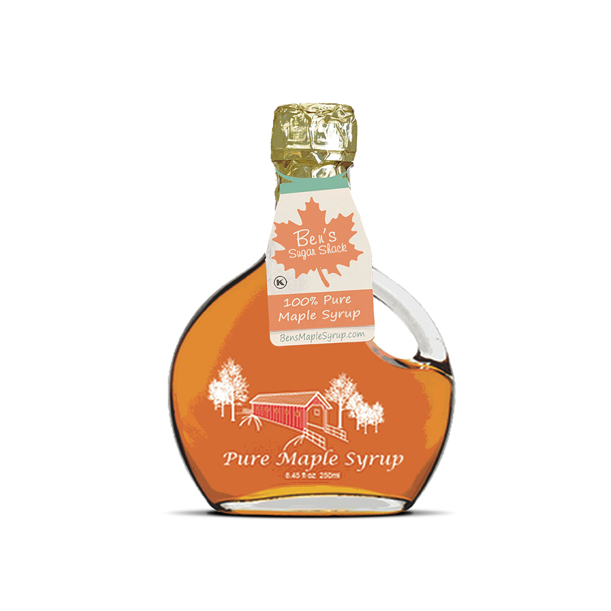 Pure Maple Syrup in Covered Bridge Basque Glass Bottle - 8.45 oz