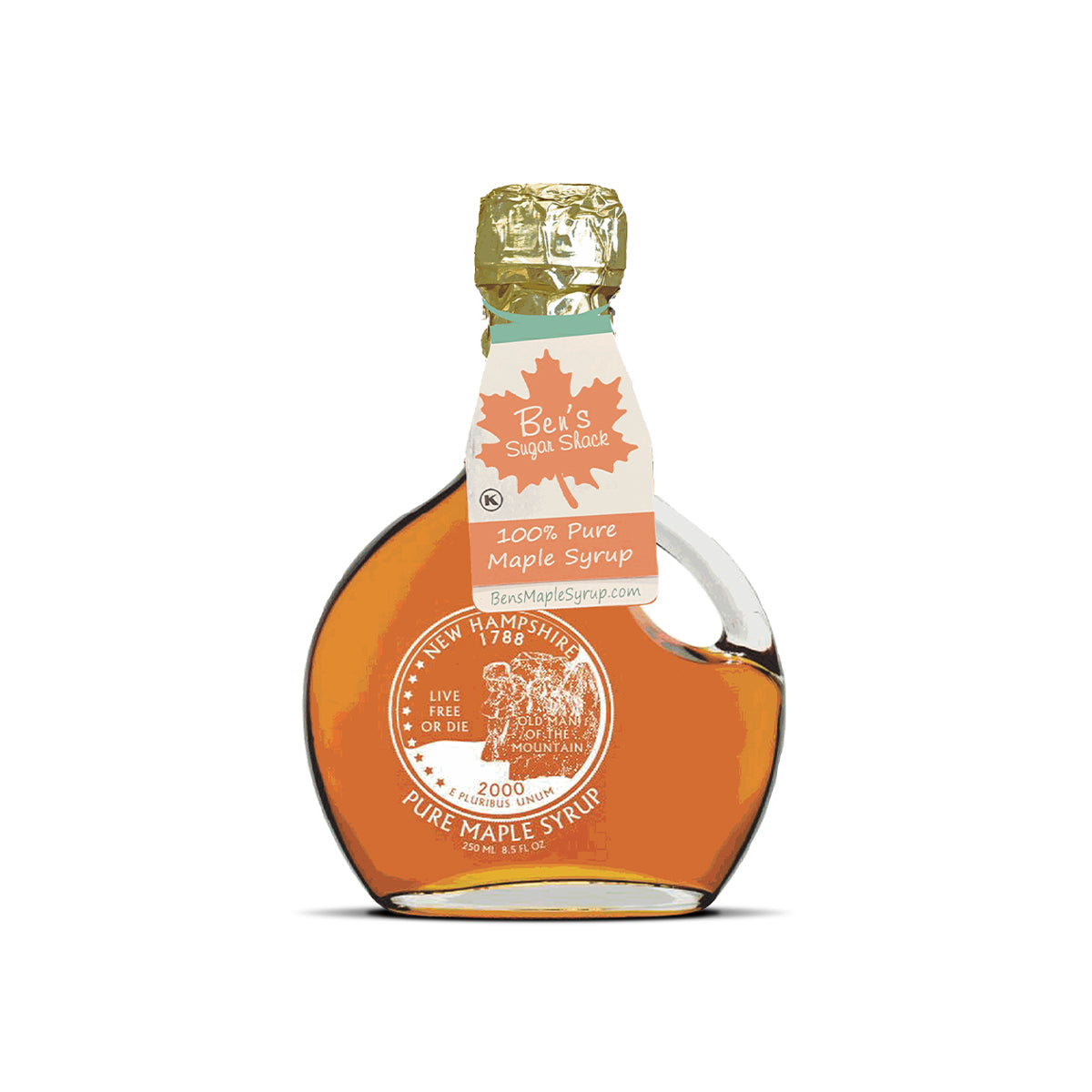 Pure Maple Syrup in Old Man of the Mountain Basque Glass Bottle - 8.45 oz