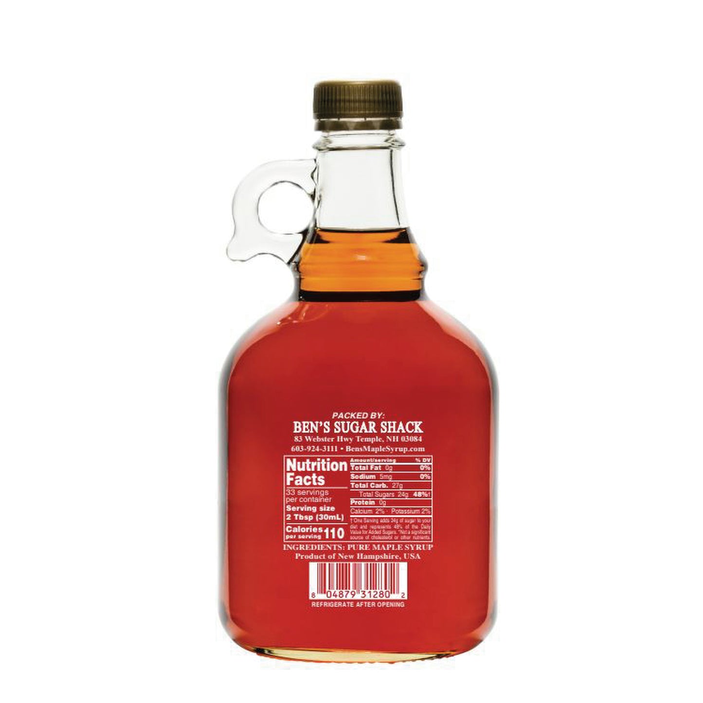 Pure Maple Syrup in New Hampshire Glass Jug - 16.9 oz